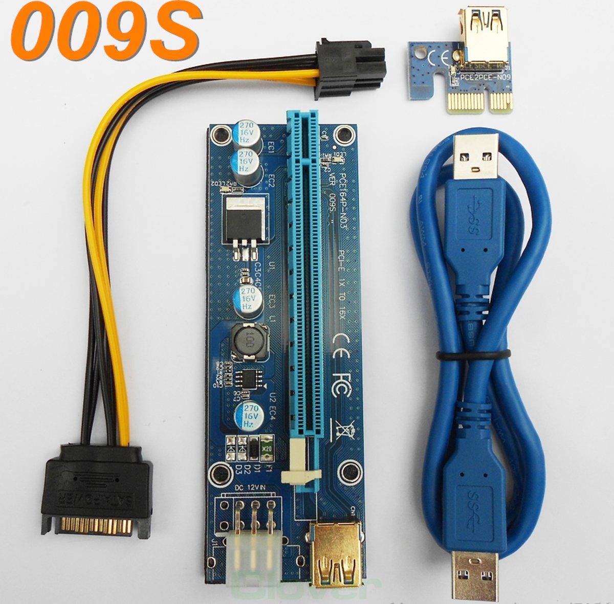 PCI-E Riser 1x naar 16x V009S | USB 3.0 (60cm) | Cryptocurrency Mining!!!